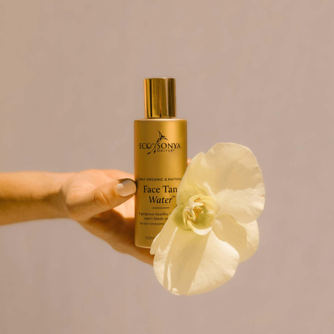 Eco by Sonya natural organic Face Tan Water bottle with white orchid